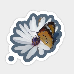 Butterfly And Spider On African Daisy Sticker